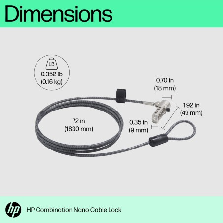 HP Nano Combination Lock Sikkerhedskabelslås